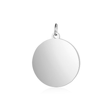 201 Stainless Steel Pendants, Flat Round, Stamping Blank Tag, Stainless Steel Color, 18.5x16x1mm, Hole: 3.5mm