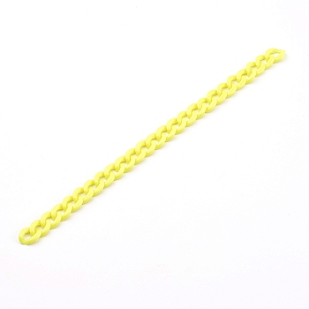 Opaque Acrylic Twisted Chain, Curb Chain, Quick Link Chains, Unwelded, Yellow, 13.5x10x2.5mm, 39.37 inch(1m)/strand