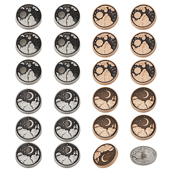 40 Styles 4 Styles Alloy Enamel Buttons, 1-Hole, Flat Round, Platinum & Golden, 17.5x8mm, Hole: 2mm, 10pcs/style