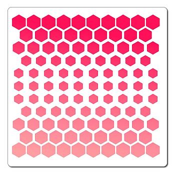 PET Plastic Drawing Painting Stencils Templates, Square, Creamy White, Hexagon Pattern, 30x30cm