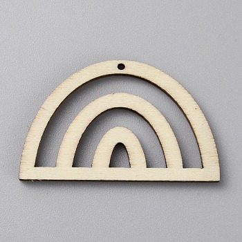 Fan Shape Hollow out Unfinished Wood Pendants, for DIY Earrings, Old Lace, 2.45x3.95x0.25cm, Hole: 1.4mm