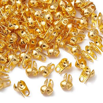 Iron Bead Tips, Calotte Ends, Clamshell Knot Cover, Golden, 8x4mm, Hole: 2mm, Inner Diameter: 4.5mm