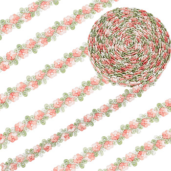 7.5 Yards Flower Polyester Lace Ribbon, Flower Lace Trim, for Clothing Sewing, Pink, 3/4 inch(20mm)
