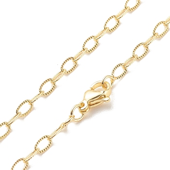 Brass Cable Chains Necklace for Women, Cadmium Free & Lead Free, Real 18K Gold Plated, 17.52 inch(44.5cm)