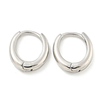 Rack Plating Brass Hoop Earrings, Cadmium Free & Lead Free, Long-Lasting Plated, Ring, Platinum, 3x14mm