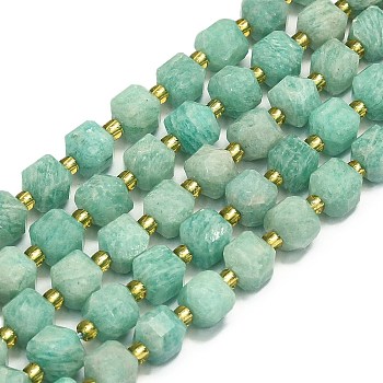 Natural Amazonite Beads Strands, Faceted, Cube, 6.5~7.5x6.5~7.5x6.5~7.5mm, Hole: 1.2mm, about 43~44pcs/strand, 15.35''~15.55''(39~39.5cm)