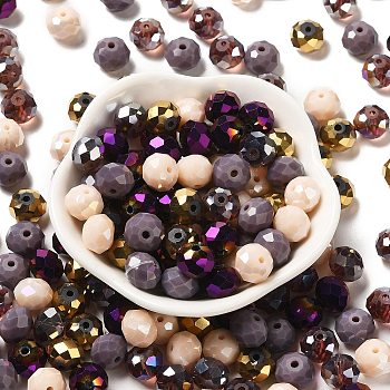 Glass Beads, Faceted, Rondelle, Purple, 10x8mm, Hole: 1mm, about 67pcs/60g