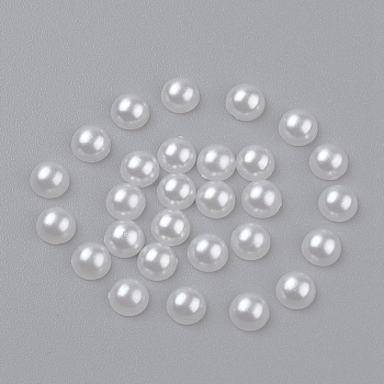Half Round Domed Imitated Pearl Acrylic Cabochons, Creamy White, 5x2.5mm