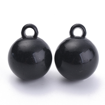 Opaque Acrylic Pendants, Round, Black, 13x10mm, Hole: 2.5mm, about 863pcs/500g