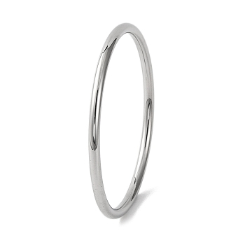 Plain 304 Stainless Steel Bangles for Women, Stainless Steel Color, Inner Diameter: 2-3/8 inch(6.15cm)