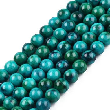 Dark Green Round Ocean White Jade Beads