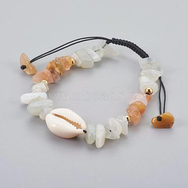 Bracelets de perles tressées en quartz naturel et en pierre de lune blanche naturelle(BJEW-JB04080-04)-2