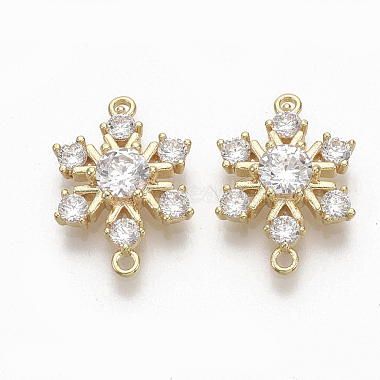 Real Gold Plated Clear Snowflake Brass+Cubic Zirconia