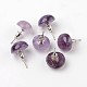 Half Round Dome Natural Amethyst Stud Earrings(EJEW-L171-08)-2