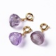 Natural Amethyst Lotus Seedpod Spring Ring Clasp Charms(HJEW-P014-05G)-1