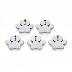 Tarnish Resistant 304 Stainless Steel Charms, Laser Cut, Dogs Paw Print, Stainless Steel Color, 13x15x1mm, Hole: 1.2mm(X-STAS-N092-46)