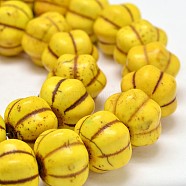 Dyed Synthetic Turquoise Bead Strands, Pumpkin, Yellow, 12x8mm, Hole: 1mm, about 868pcs/1000g(G-M148-09-A)