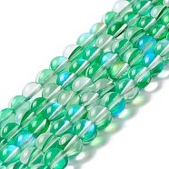 Synthetic Moonstone Beads Strands, Round, Medium Spring Green, 8mm, Hole: 1mm, about 48pcs/strand, 14.57''~15.35''(37~39cm)(G-E573-02B-23)
