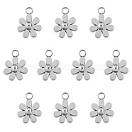 10Pcs 430 Stainless Steel Small Flower Pendants, Metal Daisy Pendant for Jewelry Earring Bracelet Handmade Making, Stainless Steel Color, 9mm, Hole: 2mm(JX236A)