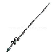 Snake Alloy Rhinestone Hair Sticks, Enamel Style Hair Sticks for Women Girls, Gunmetal, 170x14mm(PW-WG25989-03)