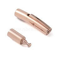 Ion Plating(IP) Column 304 Stainless Steel Bayonet Necklace Clasps
, Rose Gold, 25~25.5x4.5~5x4mm, Hole: 1.8~2mm(STAS-O035-05RG)