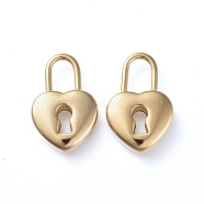 Ion Plating(IP) 304 Stainless Steel Pendants, Heart Lock, Golden, 19.5x13x5mm, Hole: 4.5x7mm(X-STAS-F242-02-G)