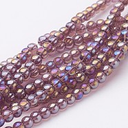 Glass Bead Strands, Round, AB Color Plated, Medium Purple, 8mm, Hole: 1mm, about 42pcs/strand, 14 inch(X-GR8mm-03Y-AB)