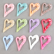 Opaque Resin Hollow Decoden Cabochons, Rose Heart, Mixed Color, 45x30x8mm(RESI-Q230-01)