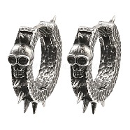 Antique Silver 316 Surgical Stainless Steel Hoop Earrings, Skull, 18x21x4.5mm(EJEW-D096-03B-AS)