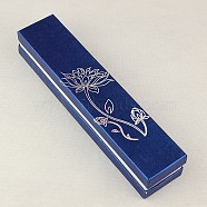 Rectangle Cardboard Jewelry Bracelet Boxes, with Sponge, Velours inside, Blue, 225x48x38mm(X-CBOX-E010-02)