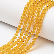 Glass Beads Strands, Faceted, Rondelle, Orange, 6x5mm, Hole: 1mm, about 85~88pcs/strand, 16.1~16.5 inch(41~42cm)(X-EGLA-A034-T6mm-D17)