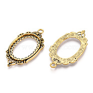 Zinc Alloy Link Cabochon Settings, Bezel Open Back Settings, Cadmium Free & Lead Free, Oval, Antique Golden, 42.5x23.5x2mm, Hole: 2mm, Tray: 24.5x18.5mm.(PALLOY-WH0001-35AG)