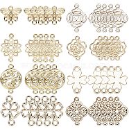 48Pcs 8 Styles Alloy Connector Charms, Flower & Clover & Butterfly Links, Mixed Shapes, Golden, 13.5~20.5x12~15.5x1~2mm, Hole: 1~2mm, 6pcs/style(FIND-SC0004-67)