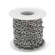 304 Stainless Steel Figaro Chains, Unwelded, with Spool, Decorative Chain, Stainless Steel Color, 11x4.5x1.2mm, 6x4.9x1.2mm(CHS-K001-84P)