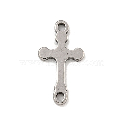 201 Stainless Steel Connector Charms, Religion Cross Links, Stainless Steel Color, 17.5x9x1mm, Hole: 1.6mm(STAS-S146-08P)