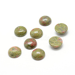 Natural Unakite Gemstone Cabochons, Half Round, 8x4mm(G-T020-8mm-18)