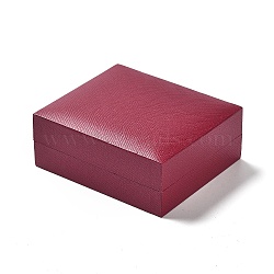 Wood Cover with PU Leather Jewelry Packaging Boxes, with Sponge Inside, for Necklaces, Rectangle, FireBrick, 8x7x3.3cm(CON-M009-03)