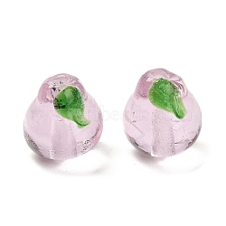 Handmade Lampwork Beads, Pear, Lavender Blush, 11.5-12x12-13mm, Hole: 1.4mm(LAMP-I028-05B)