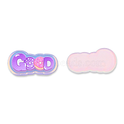 Plate Transparent Acrylic Cabochons, with Printed Good, Blue Violet, 13.5x26x2.5mm(OACR-N135-20)