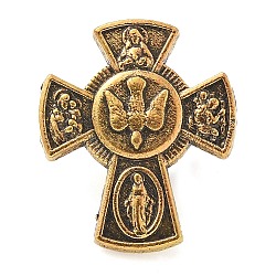 Cross Alloy Black Enamel Pins Brooches, Cross, 21x17.5mm(JEWB-M049-01AG-01)