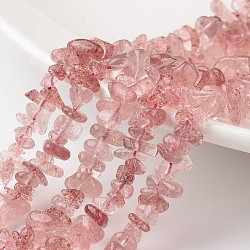 Chip Natural Strawberry Quartz Bead Strands, Grade A+, 7~12x5~8x2~5mm, Hole: 1mm, about 15.7 inch(G-M349-02)