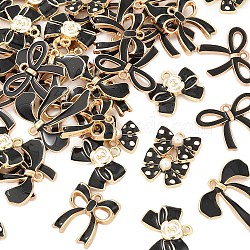 50Pcs 5 Styles Alloy Enamel Charms, Cadmium Free & Nickel Free & Lead Free, Golden, Bowknot Charm, Black, 12.5~26.5x17.5~26x2~5.5mm, Hole: 1.5~1.8mm, 10pcs/style(ENAM-YW0005-84)