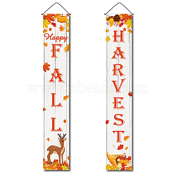 Hanging Polyester Sign for Home Office Front Door Porch Welcome Decorations, Rectangle with Word Fall Harvest, Deer Pattern, 180x30cm, 2pcs/set(HJEW-WH0011-20E)