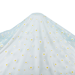 Daisy Pattern Chinlon Tulle, for Dress Costumes Decoration, Cyan, 150x0.03cm(DIY-WH0349-86C)