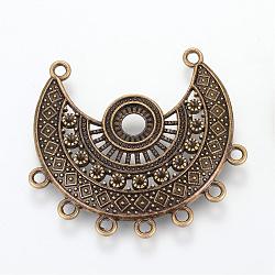 Tibetan Style Alloy Link Rhinestone & Tray Settings, Cadmium Free & Lead Free, Antique Bronze, Tray: 7.5mm, Fit for 1mm Rhinestone, 39x43x3mm, Hole: 2mm, about 130pcs/1000g(TIBE-S302-27AB-LF)