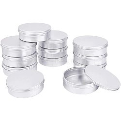 Round Aluminium Tin Cans, Aluminium Jar, Storage Containers for Cosmetic, Candles, Candies, with Screw Top Lid, Platinum, 3-3/4x1-1/8 inch(9.4x2.75cm), Capacity: 150ml, 12pcs/box(CON-PH0001-65P)