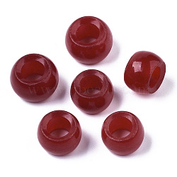 Natural White Chalcedony Beads, Large Hole Beads, Dyed, Rondelle, FireBrick, 15~17x10~12mm, Hole: 8mm(G-N0326-038B)