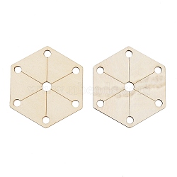 Wood Tool for Knitting Loom Accessories, Hexagon, PapayaWhip, 7x6.1x0.2cm, Hole: 6mm and 8mm(TOOL-XCP0001-87A)