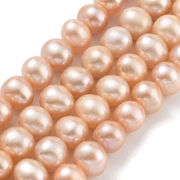 Natural Cultured Freshwater Pearl Beads Strands, Potato, Coral, 7~8mm, Hole: 0.6mm, about 26pcs/strand, 6.69 inch(17cm)