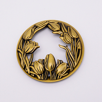 Zinc Alloy Cover, with Floral Pattern, for Aromatherapy Candle, Round, Antique Bronze, 82.5x11mm, Inner Diameter: 68mm